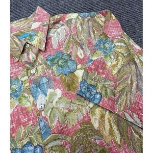 Tori Richard Hawaiian Shirt Mens Large Pink Floral‎ Cotton Lawn Aloha Camp